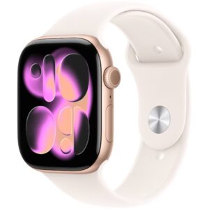 Apple Watch Series 11 (2025) GPS 46mm Rose Gold Aluminium Case with Light Blush Sport Band M/L - смарт часовник