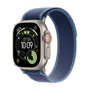 Apple Watch Ultra 3 (2025) 5G 49mm Natural Titanium Case with Blue/Bright Blue Trail Loop S/M MEWR4QC/A - смарт часовник