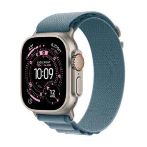 Apple Watch Ultra 3 (2025) 5G 49mm Natural Titanium Case with Light Blue Alpine Loop M MEWM4QC/A - смарт часовник