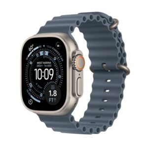 Apple Watch Ultra 3 (2025) 5G 49mm Natural Titanium Case with Ocean Band Anchor Blue MEWH4QC/A - смарт часовник